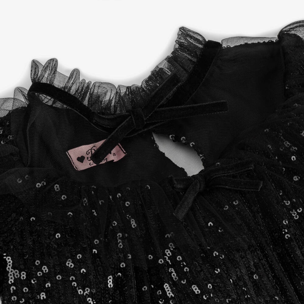 Phi Clothing-Girls Sparkling Black Tulle Gown | Childrensalon Outlet