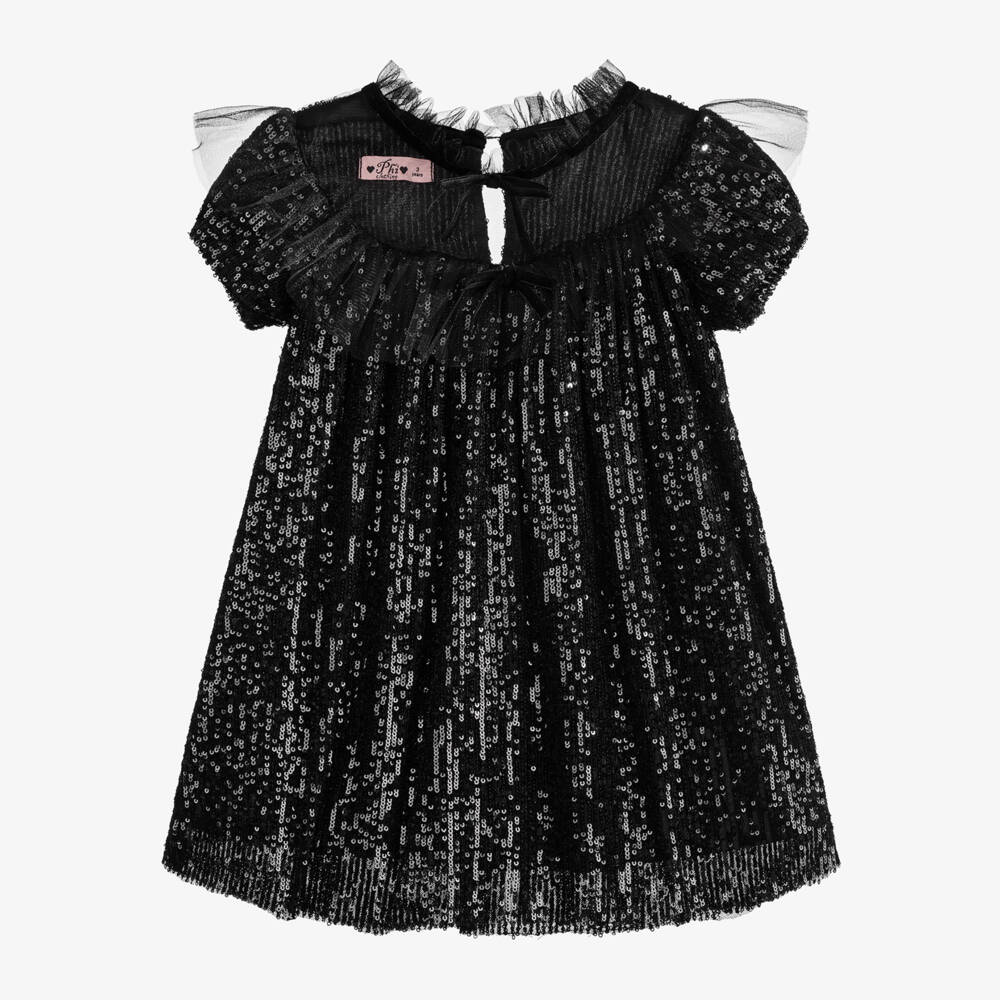Phi Clothing-Girls Sparkling Black Tulle Gown | Childrensalon Outlet