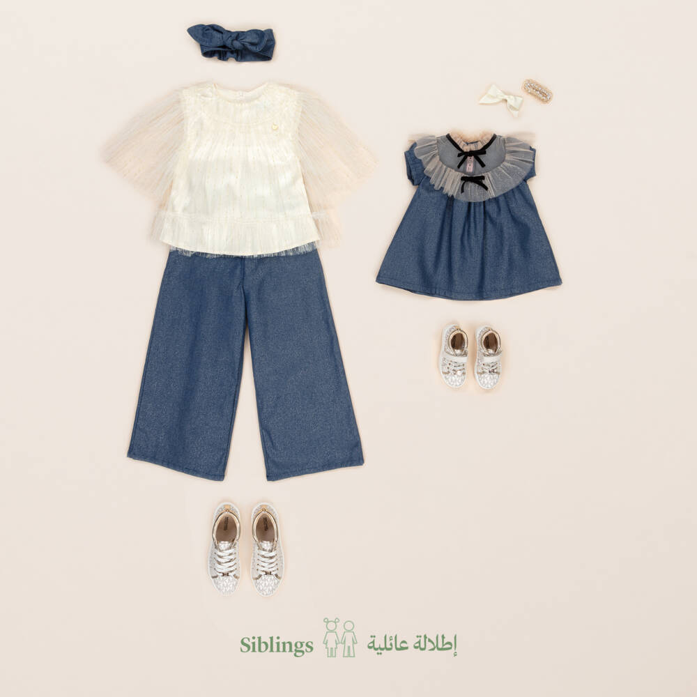 Phi Clothing-Girls Sparkling Denim Glamour Dress | Childrensalon Outlet