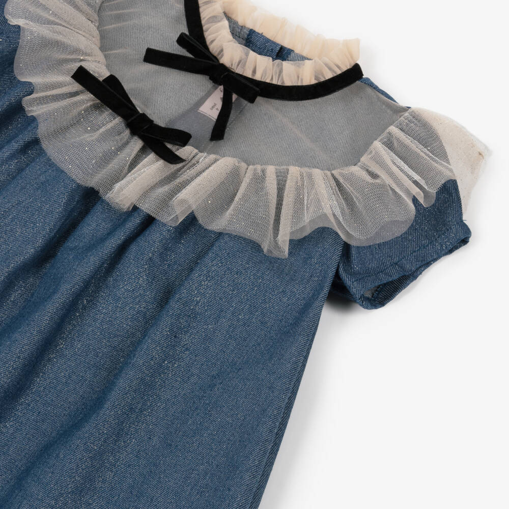 Phi Clothing-Girls Sparkling Denim Glamour Dress | Childrensalon Outlet