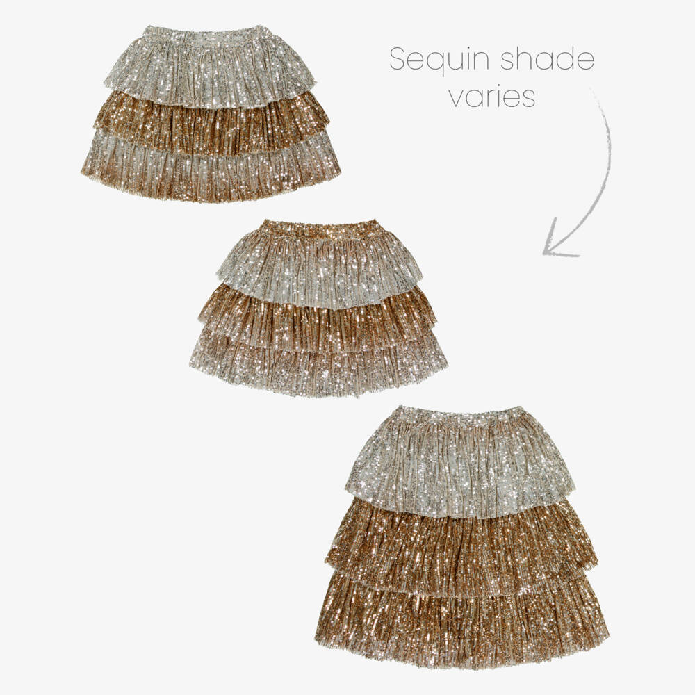 Phi Clothing-تنورة تول ذهبية براقة للبنات | Childrensalon Outlet