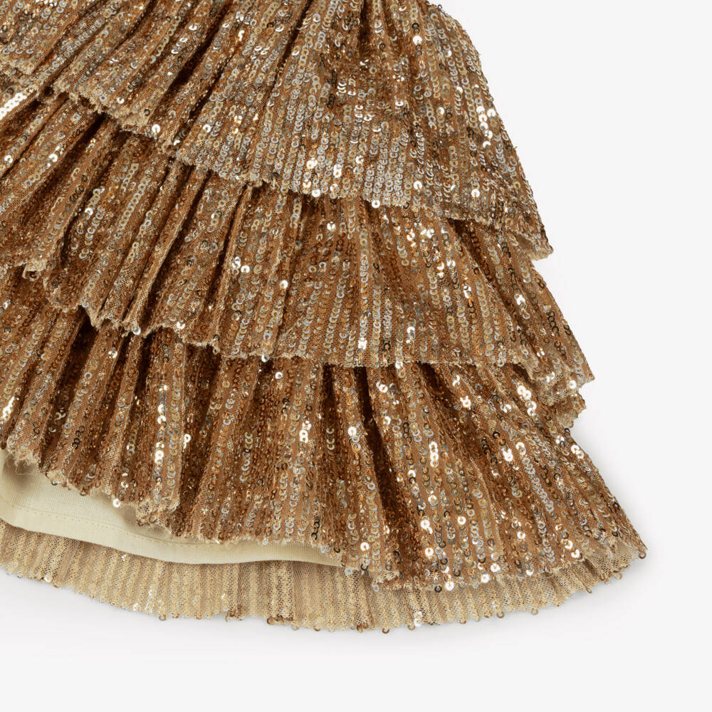 Phi Clothing-تنورة تول ذهبية براقة للبنات | Childrensalon Outlet