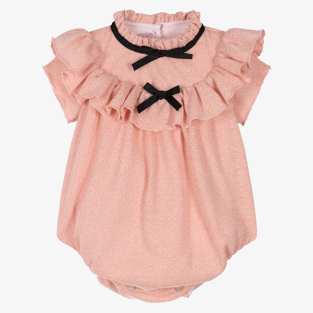 Phi Clothing-Girls Sparkly Pink Ruffle Shortie with Black Bows | Childrensalon Outlet