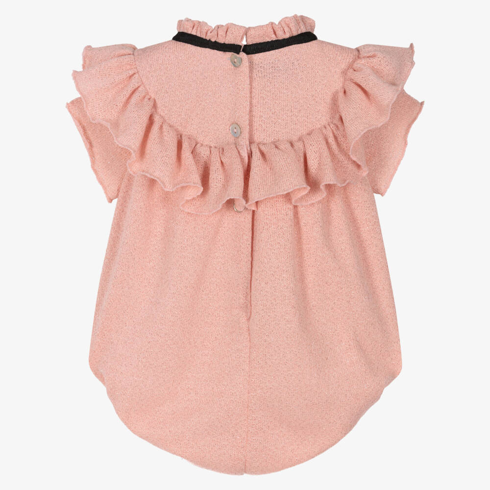 Phi Clothing-Girls Sparkly Pink Ruffle Shortie with Black Bows | Childrensalon Outlet