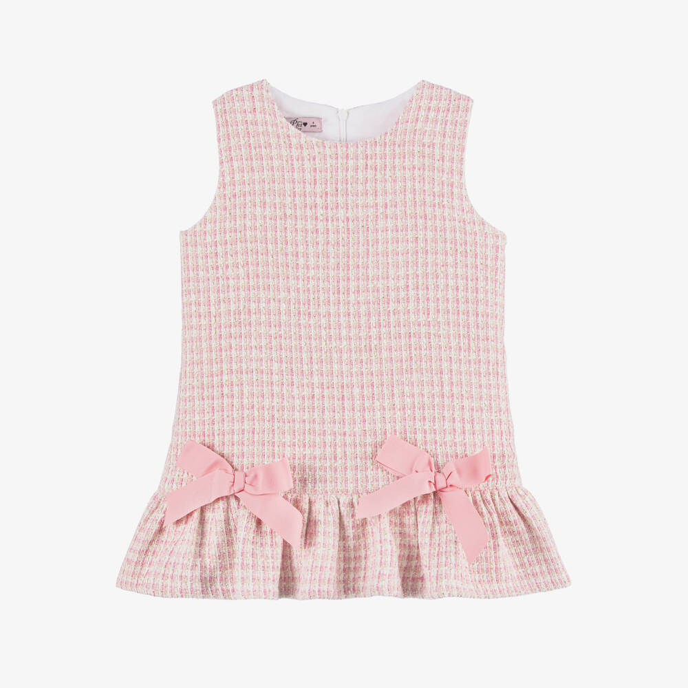 Phi Clothing-Блестящее розовое твидовое платье для девочек | Childrensalon Outlet