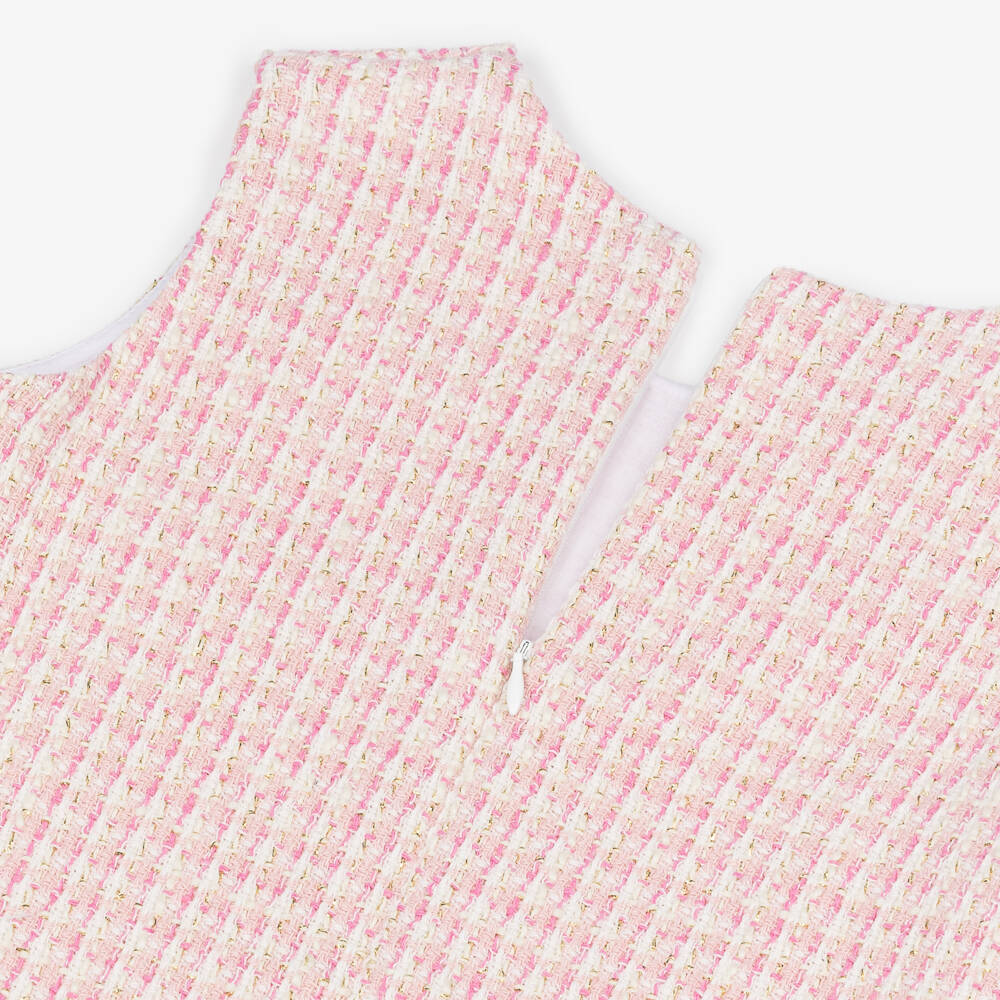 Phi Clothing-Блестящее розовое твидовое платье для девочек | Childrensalon Outlet