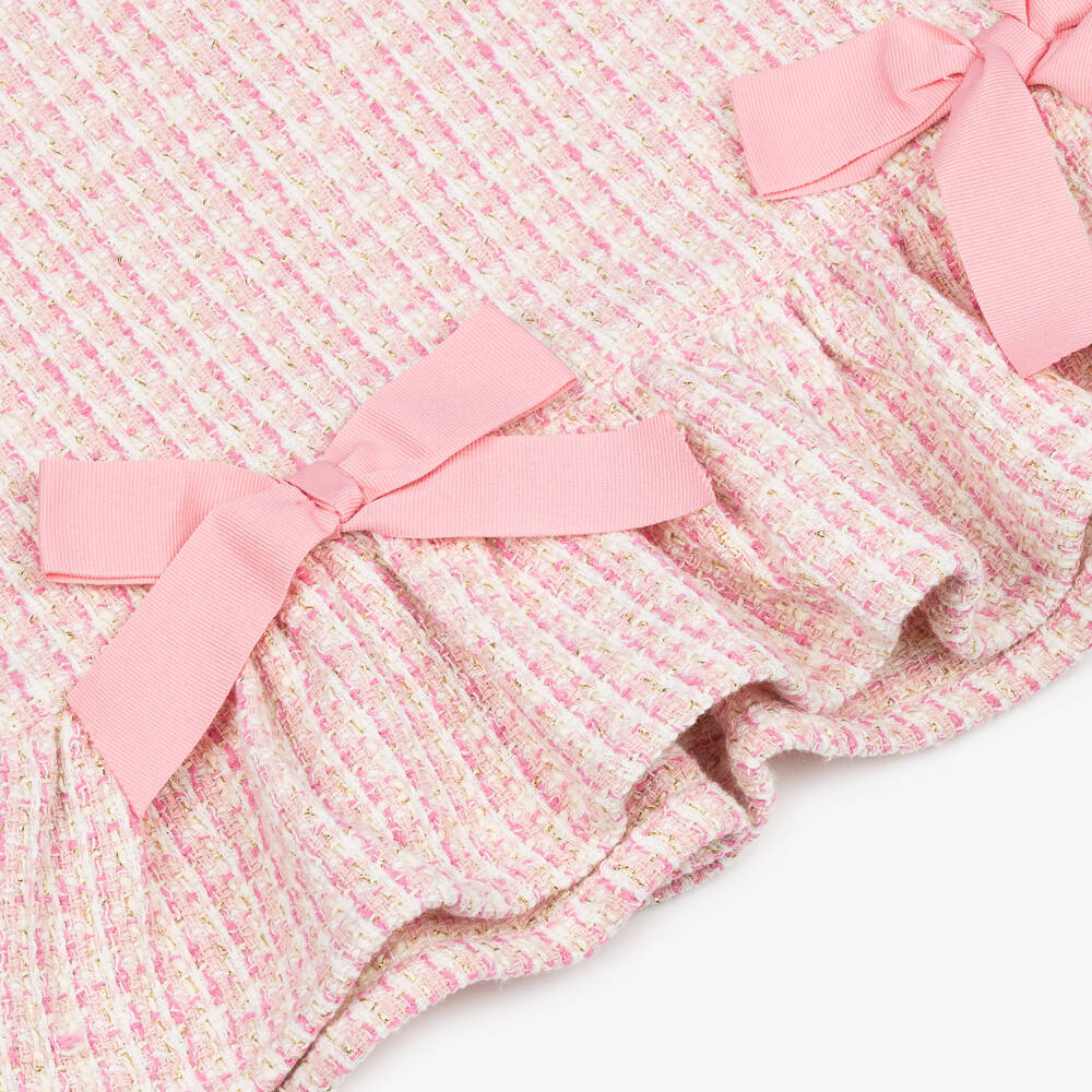 Phi Clothing-Блестящее розовое твидовое платье для девочек | Childrensalon Outlet
