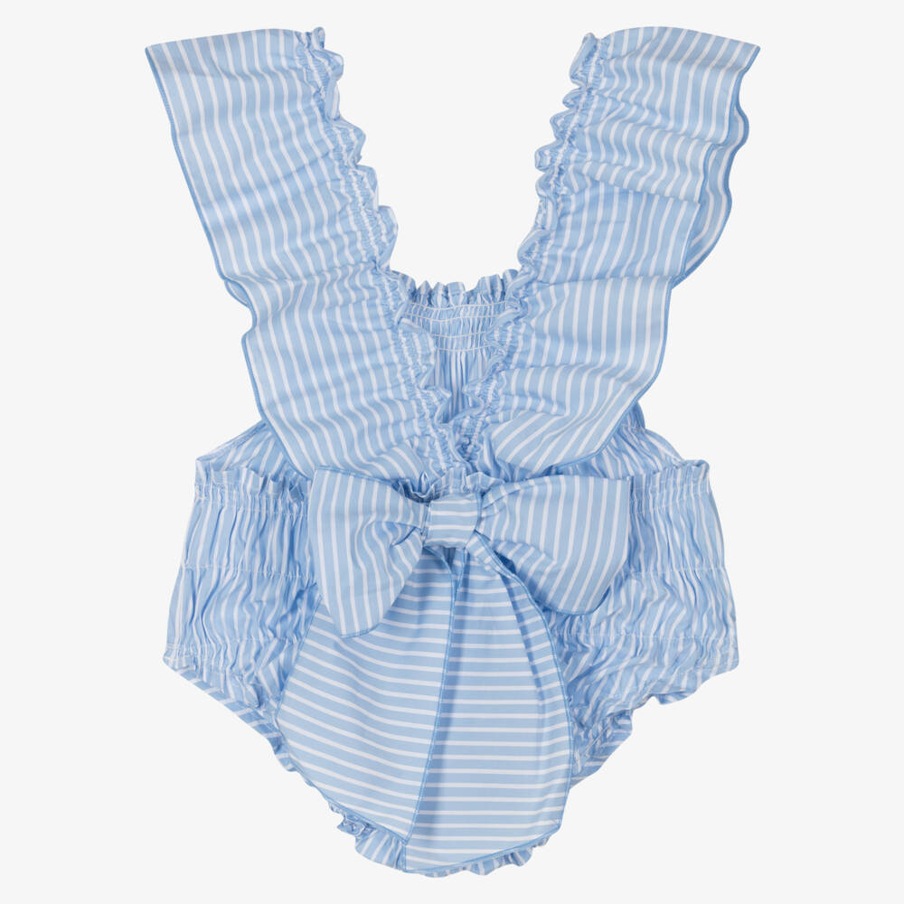 Phi Clothing-Girls Striped Shirred Ruffle Swimsuit | Childrensalon Outlet