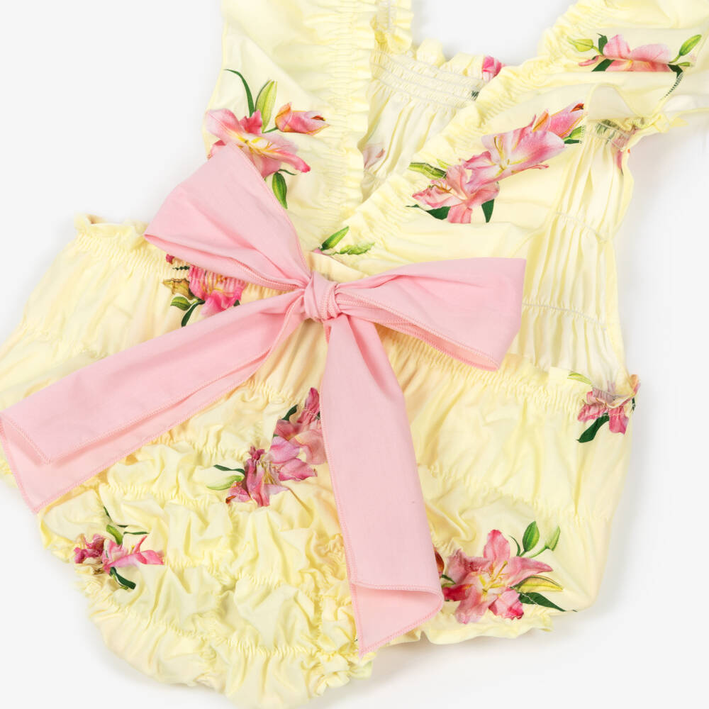 Phi Clothing-Летний цветочный хлопковый ромпер для девочек | Childrensalon Outlet