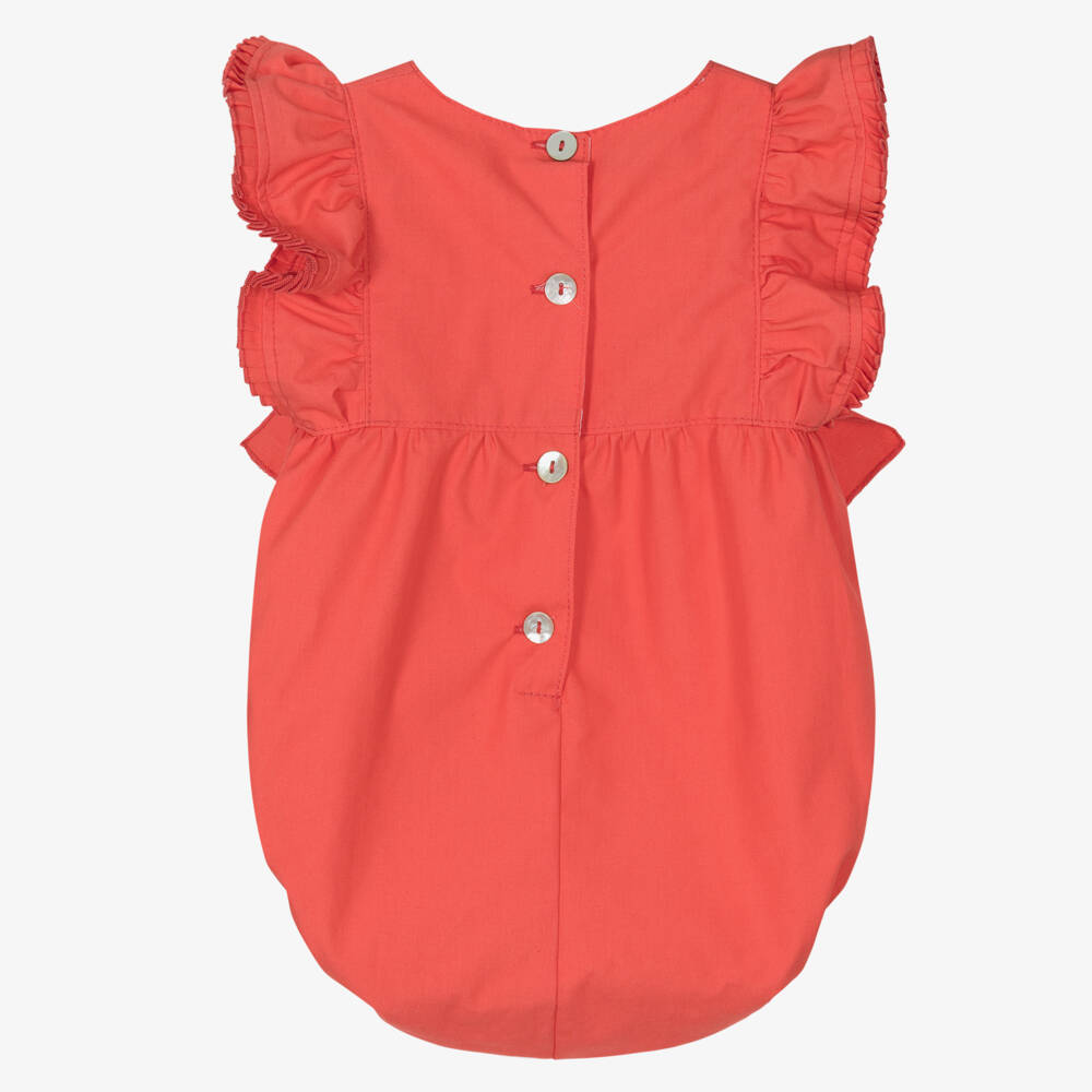 Phi Clothing-جمبسوت قطن برتقالي للبنات مع فيونكة | Childrensalon Outlet