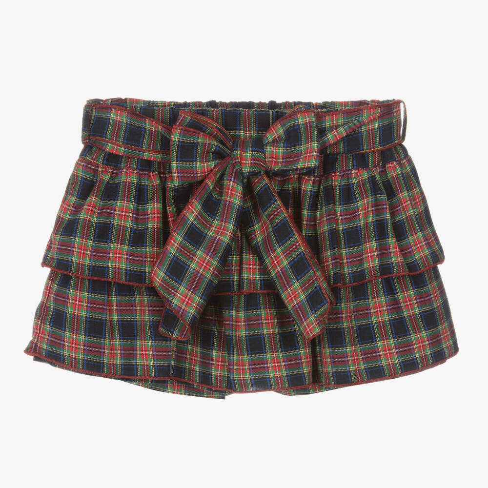 Phi Clothing-Girls Tartan Blue Cotton Skort | Childrensalon Outlet