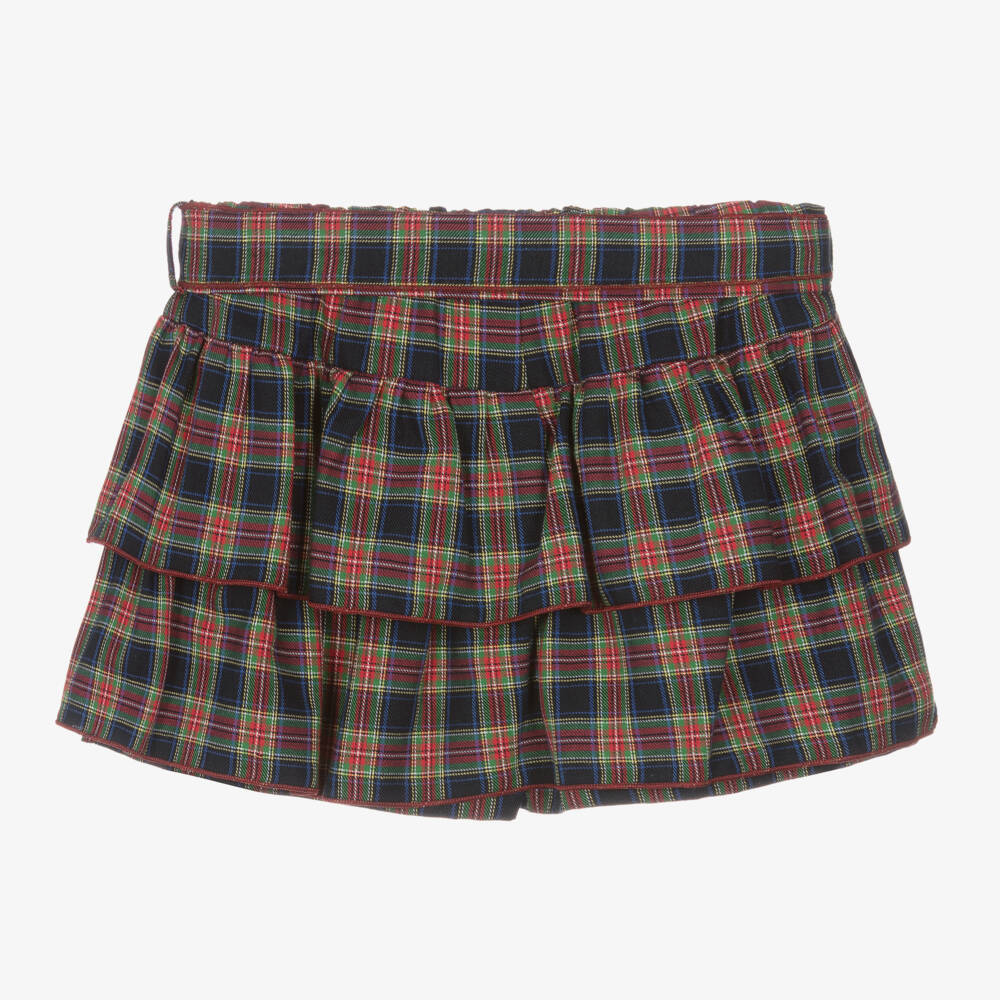 Phi Clothing-Girls Tartan Blue Cotton Skort | Childrensalon Outlet