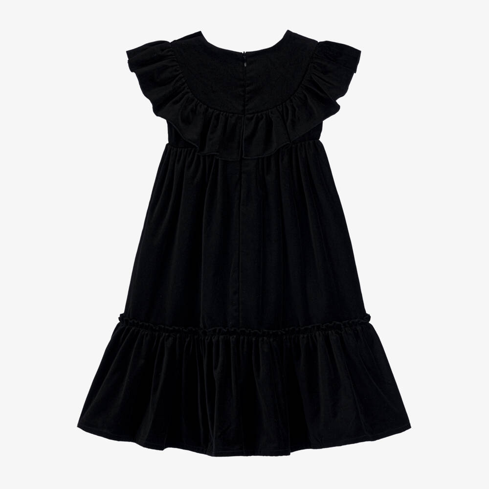 Phi Clothing-فستان بفيونكة قطيفة لون أسود | Childrensalon Outlet