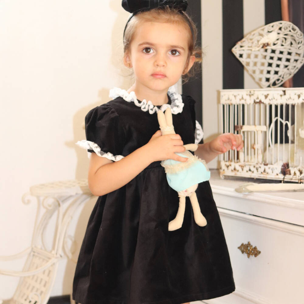 Phi Clothing-Girls Velvet Dress with Lace Trim | Childrensalon Outlet