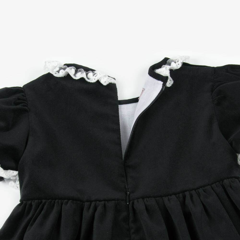 Phi Clothing-Girls Velvet Dress with Lace Trim | Childrensalon Outlet