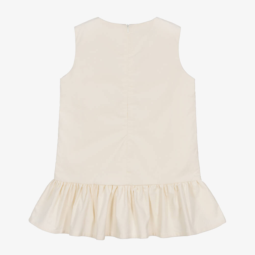 Phi Clothing-Girls Velvet Ivory Bow Frock | Childrensalon Outlet