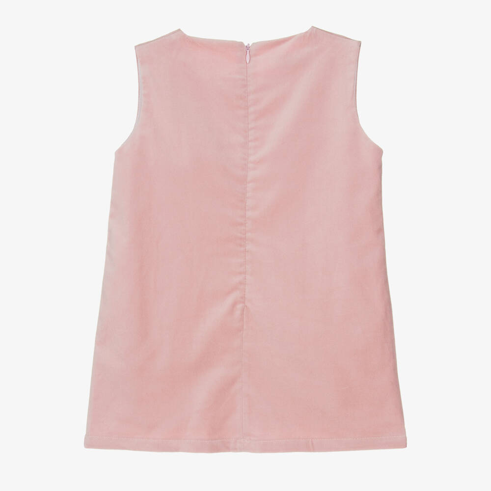 Phi Clothing-Girls Velvet Pink Bow Dress | Childrensalon Outlet