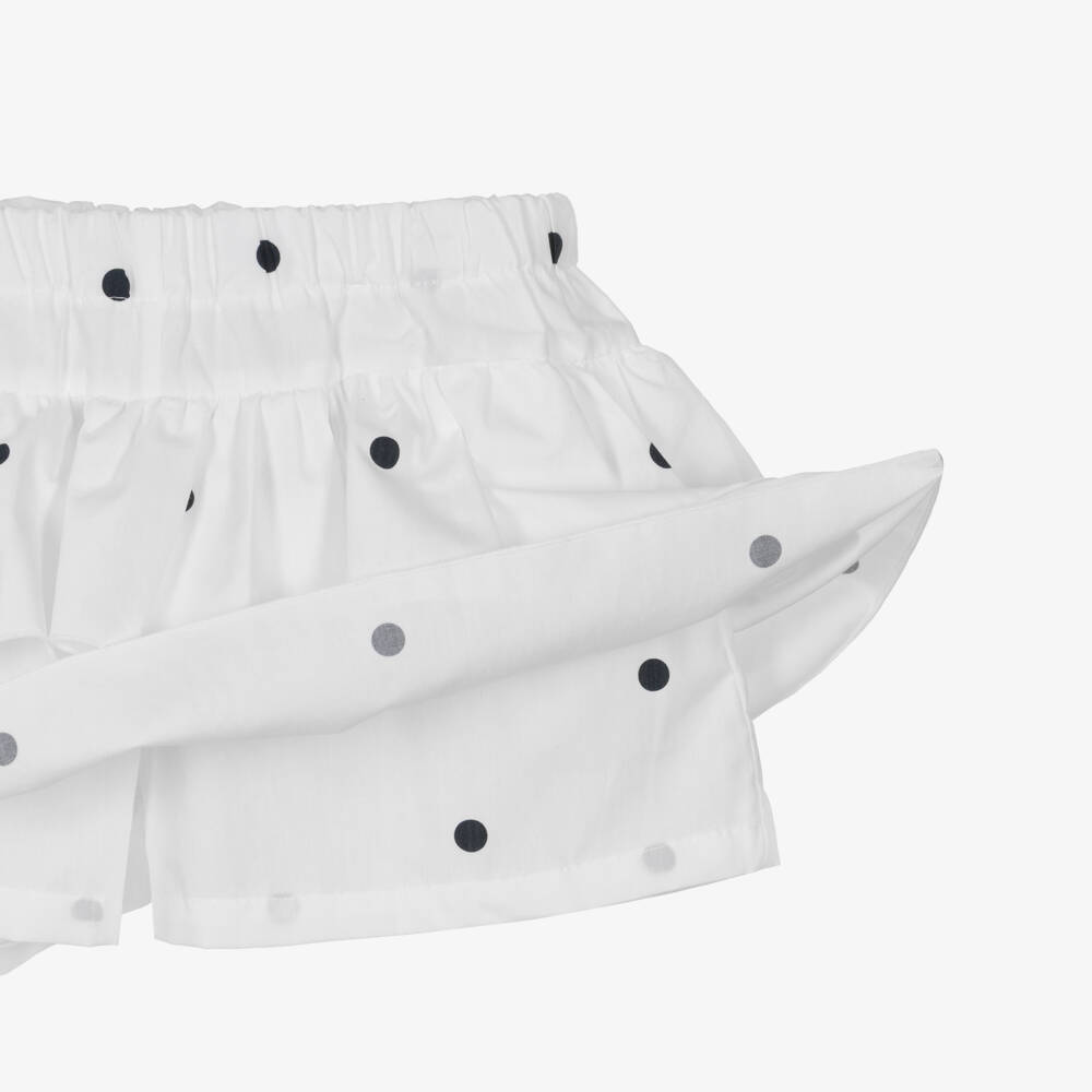 Phi Clothing-Girls White & Black Polka Dot Blouse & Skort Set | Childrensalon Outlet