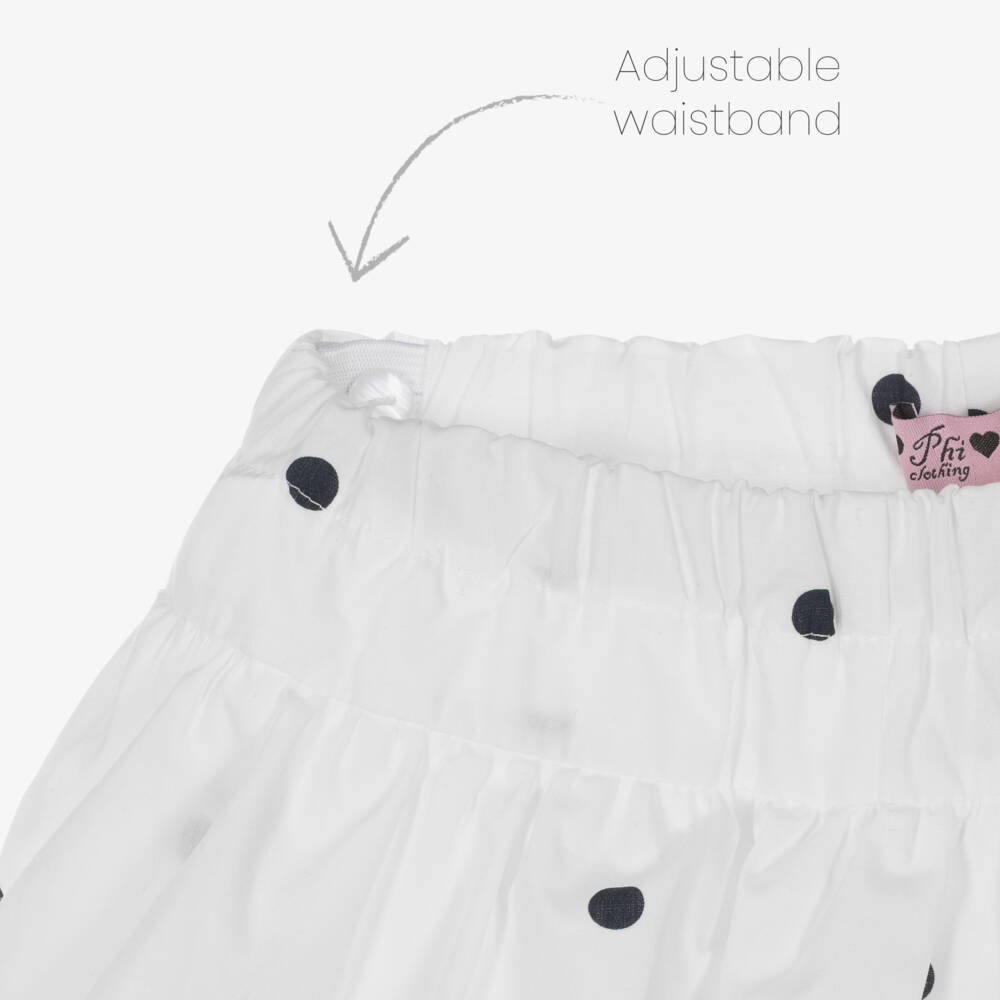 Phi Clothing-Girls White & Black Polka Dot Blouse & Skort Set | Childrensalon Outlet