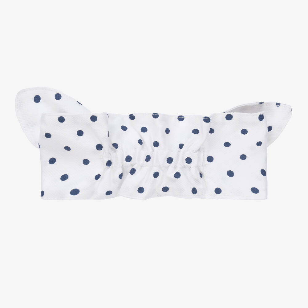 Phi Clothing-Girls White & Blue Polka Dot Headband | Childrensalon Outlet