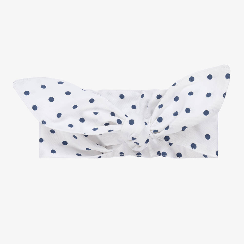 Phi Clothing - Bandeau blanc à pois bleus fille | Childrensalon