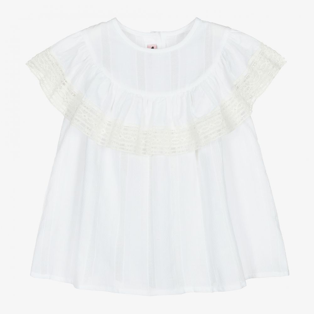 Phi Clothing - Girls White Cotton Blouse | Childrensalon