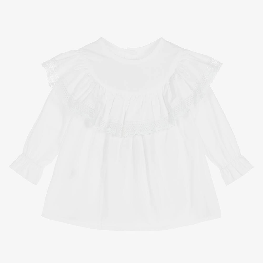 Phi Clothing - Weiße Baumwollbluse für Mädchen | Childrensalon