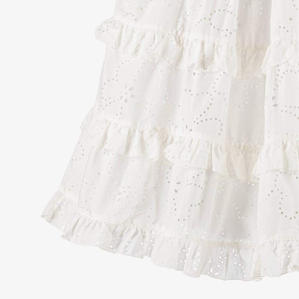Phi Clothing-Girls White Cotton Broderie Anglaise Dress | Childrensalon Outlet