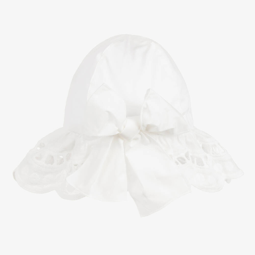 Phi Clothing-Белая хлопковая шапочка с вышивкой английской гладью | Childrensalon Outlet