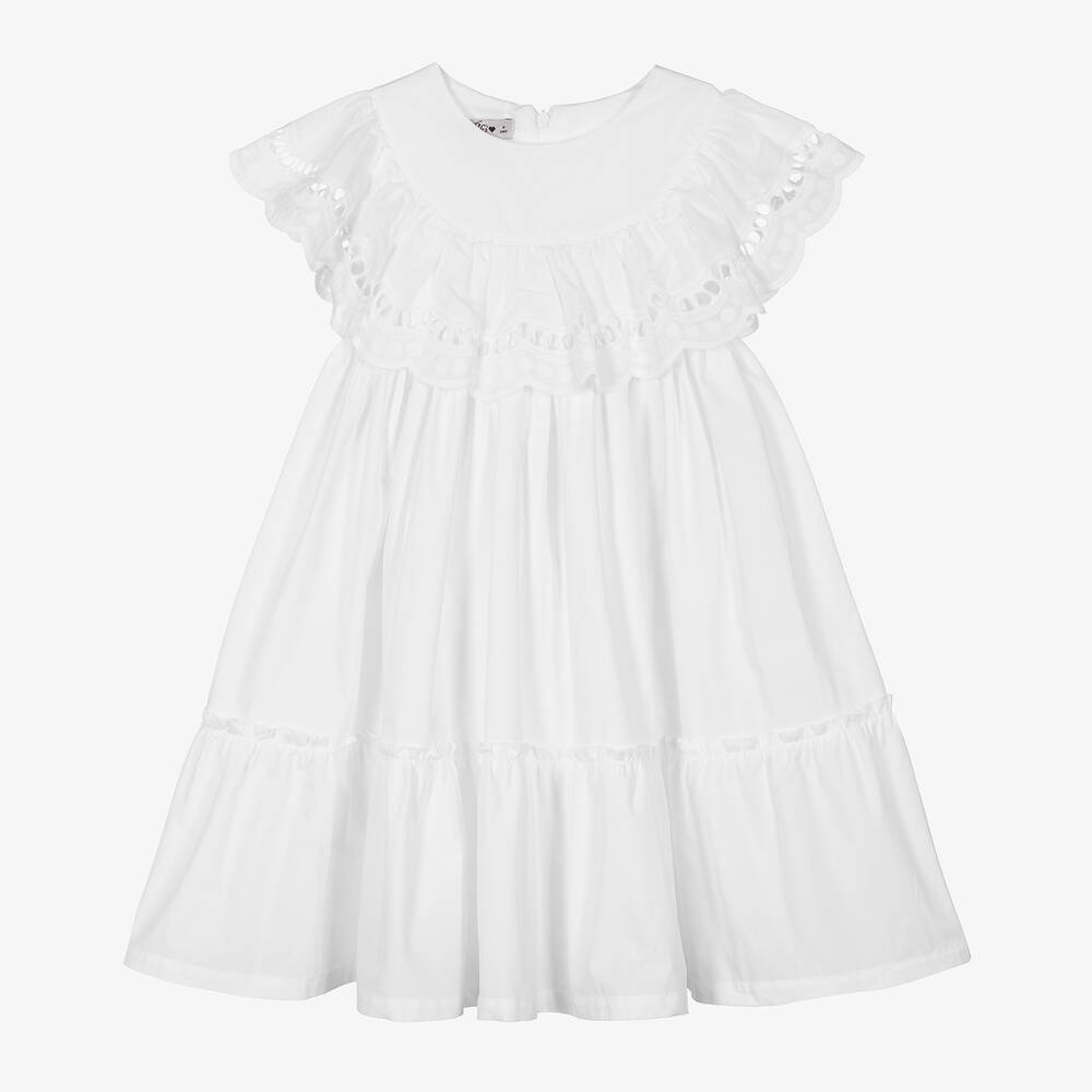 White cotton frock for baby girl top