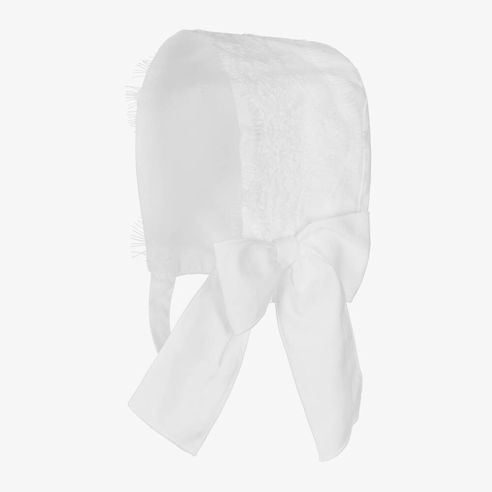Phi Clothing-Girls White Cotton Lace Bonnet | Childrensalon Outlet