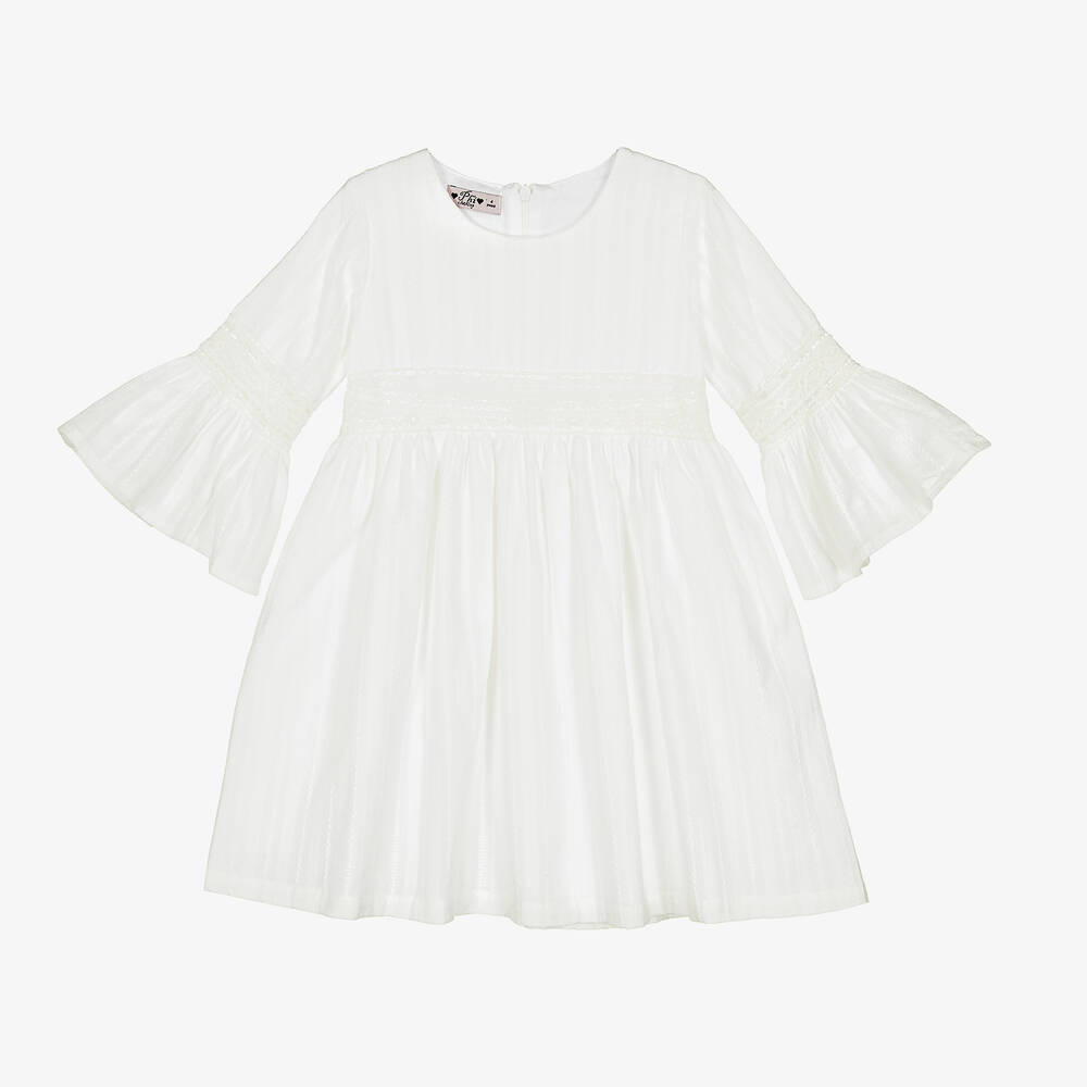 Phi Clothing-Girls White Cotton Lace Dress | Childrensalon Outlet