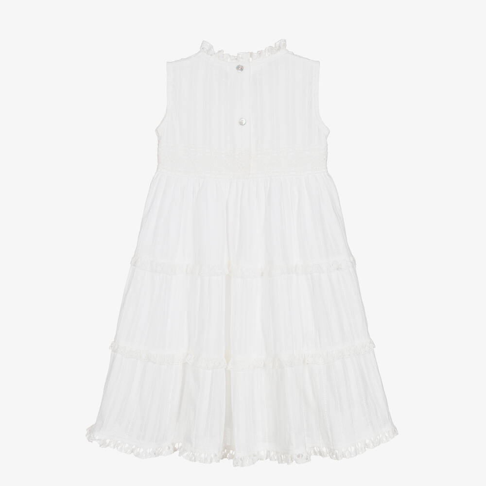 Phi Clothing-Girls White Cotton Lace Dress | Childrensalon Outlet