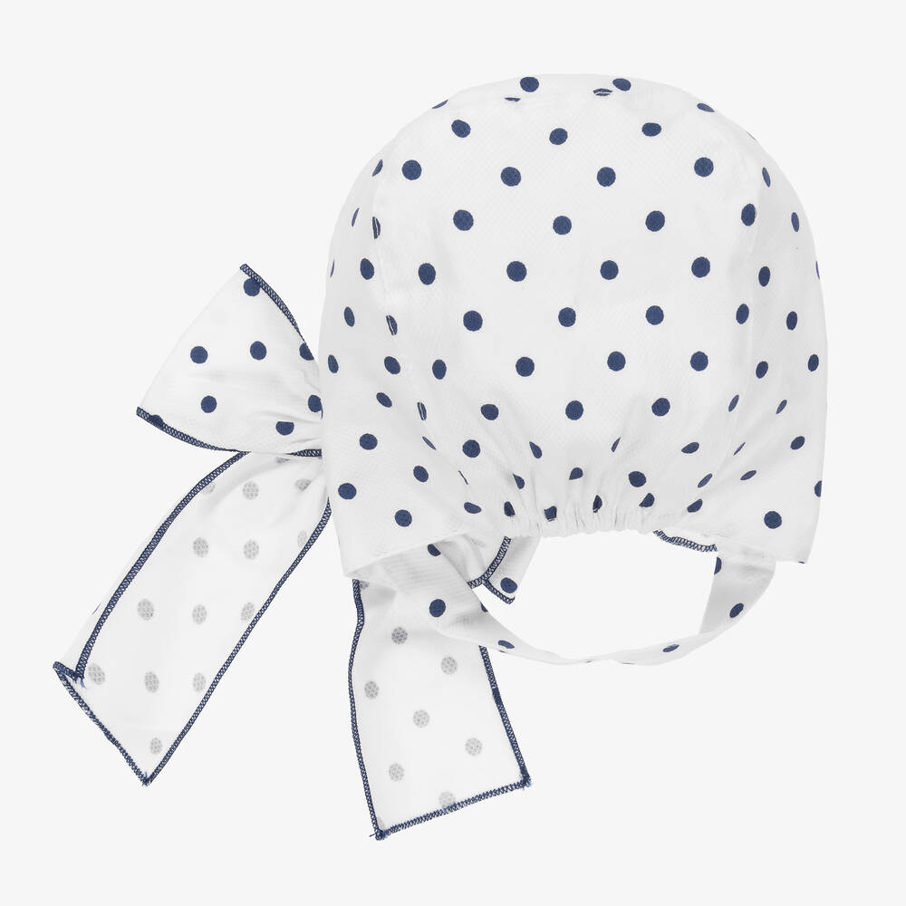 Phi Clothing-Белый хлопковый чепчик в горошек | Childrensalon Outlet