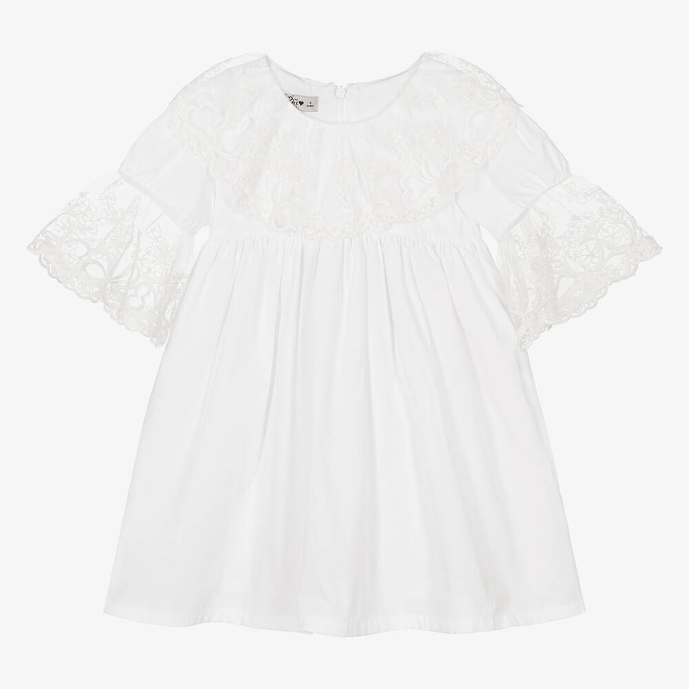 Phi Clothing-فستان قطن بوبلين لون أبيض | Childrensalon Outlet