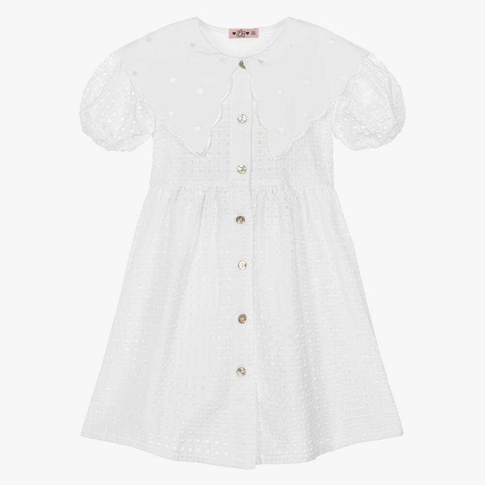 Phi Clothing-Платье с кремовым воротником для девочек | Childrensalon Outlet
