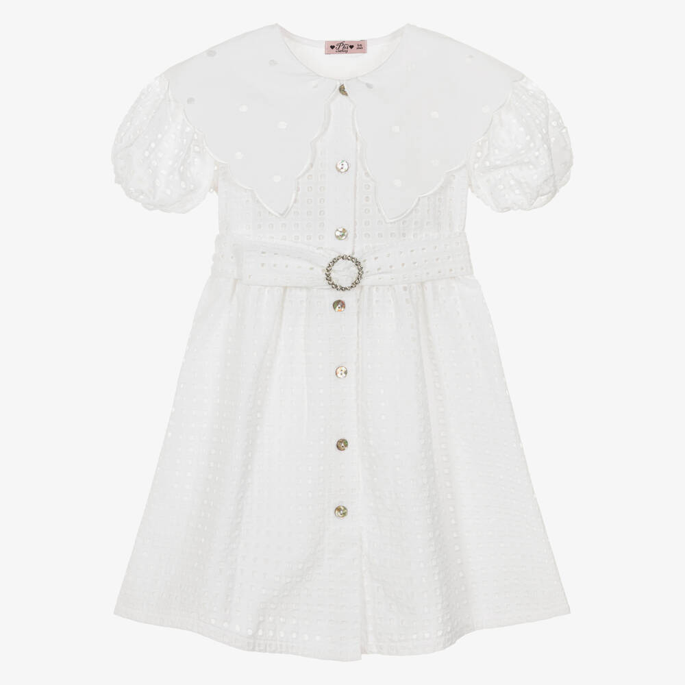 Phi Clothing-Платье с кремовым воротником для девочек | Childrensalon Outlet