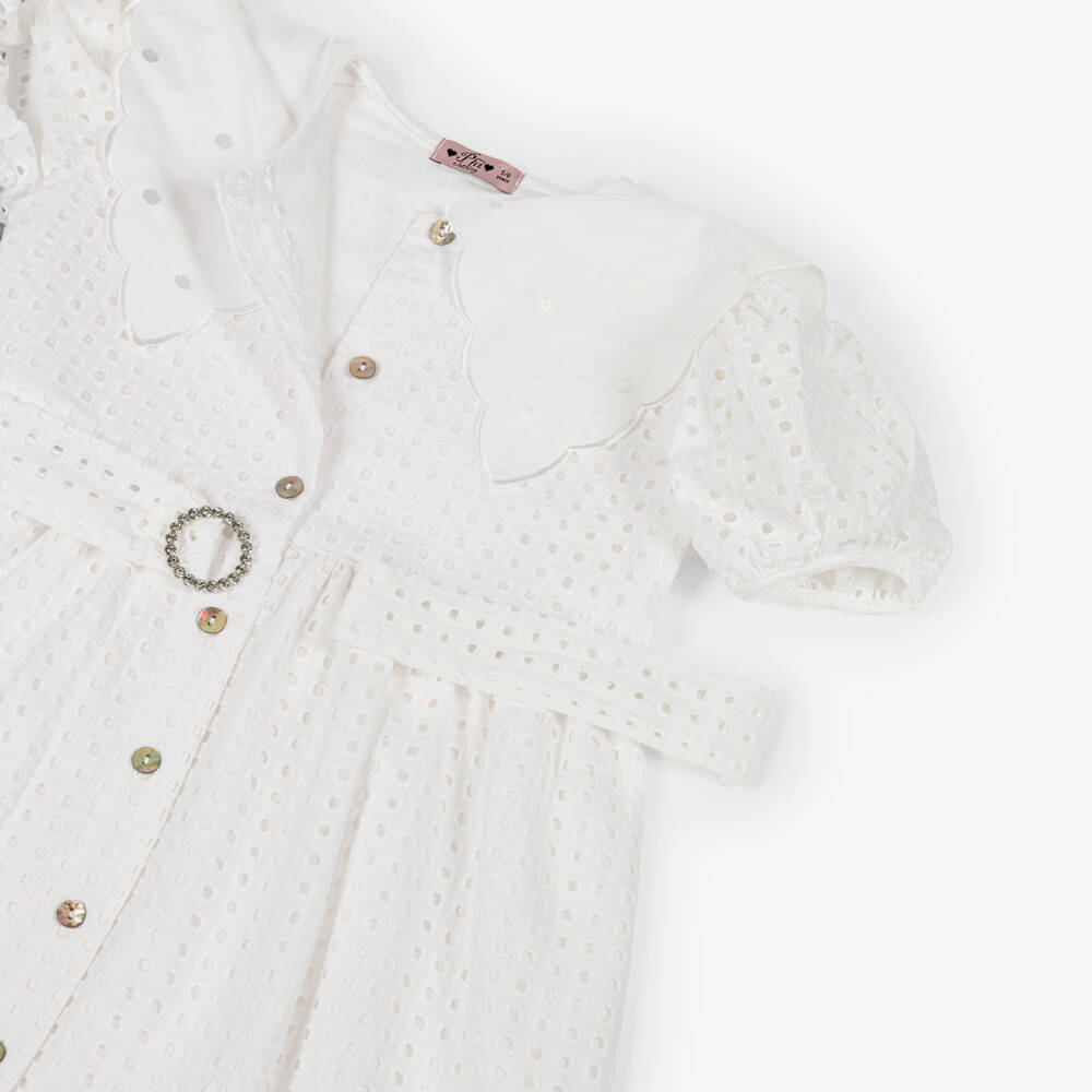 Phi Clothing-Платье с кремовым воротником для девочек | Childrensalon Outlet