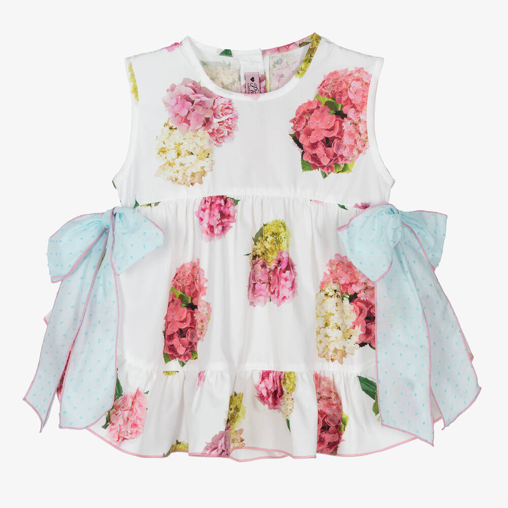 Phi Clothing - Girls White Cotton Sleeveless Blouse | Childrensalon