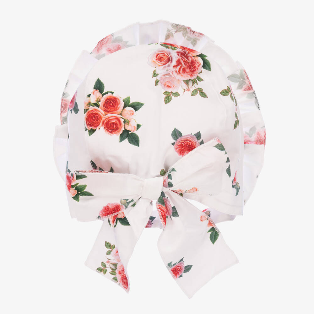 Phi Clothing-Girls White Floral Bonnet | Childrensalon Outlet
