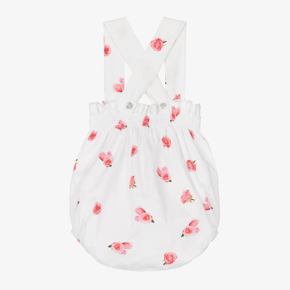 Phi Clothing-Белый хлопковый песочник с цветами для девочек | Childrensalon Outlet