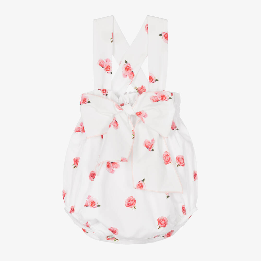 Phi Clothing-Girls White Floral Cotton Shortie | Childrensalon Outlet