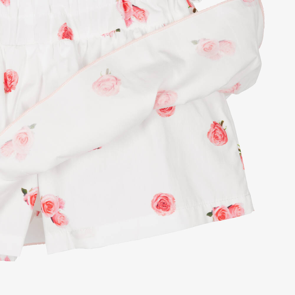 Phi Clothing-Белая хлопковая юбка-шорты с цветами | Childrensalon Outlet