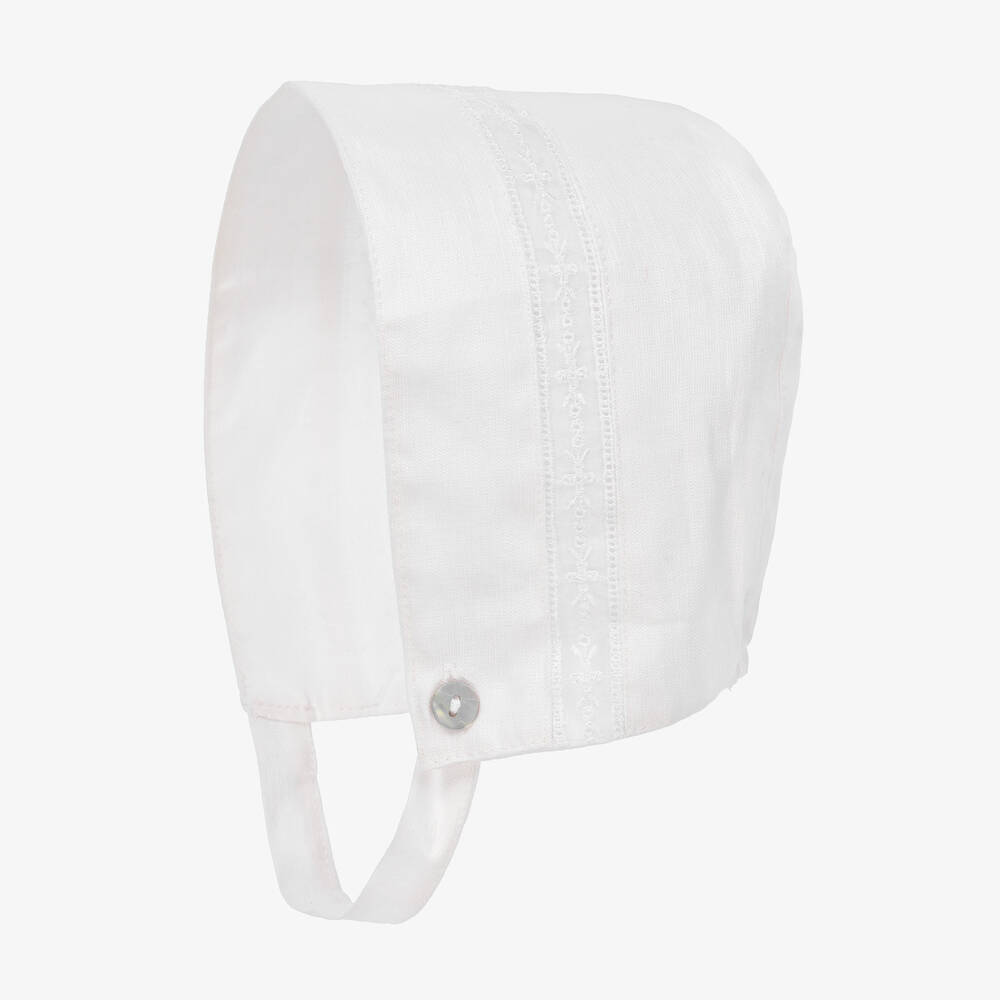 Phi Clothing-Белый льняной чепчик | Childrensalon Outlet