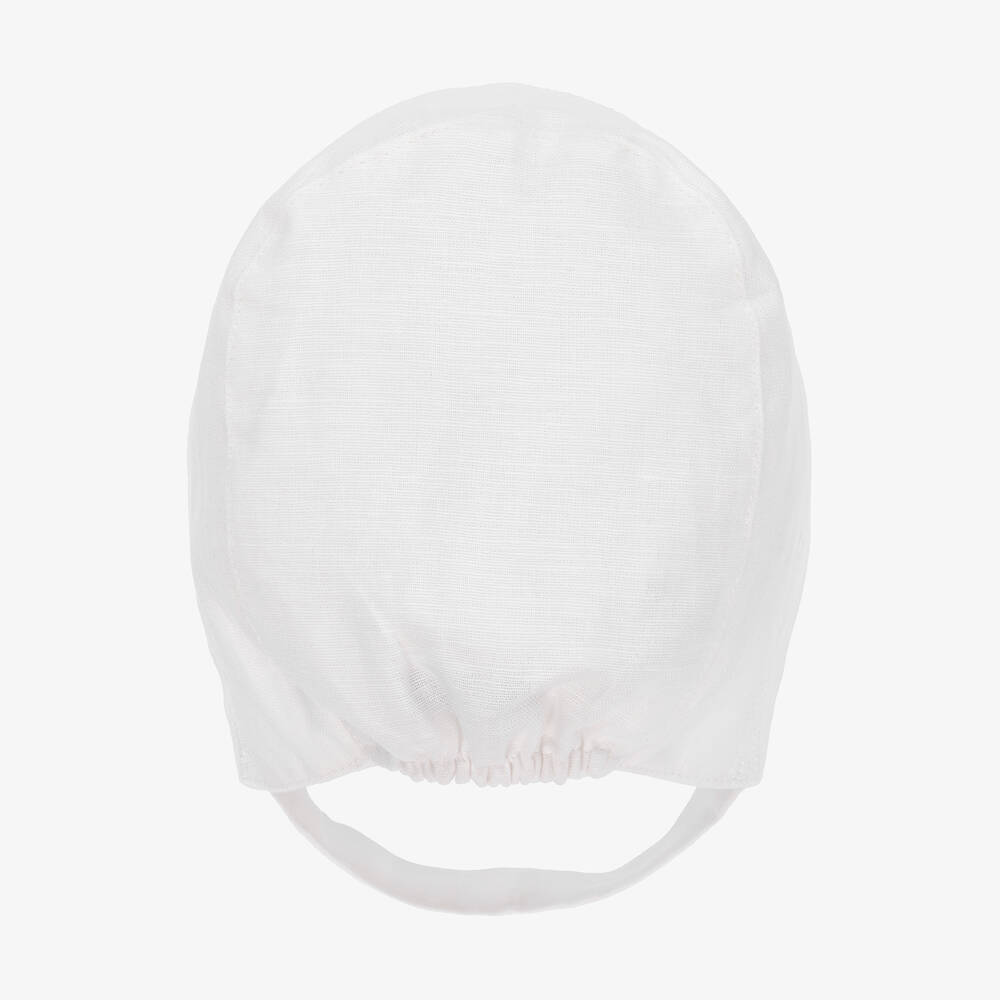Phi Clothing-Белый льняной чепчик | Childrensalon Outlet