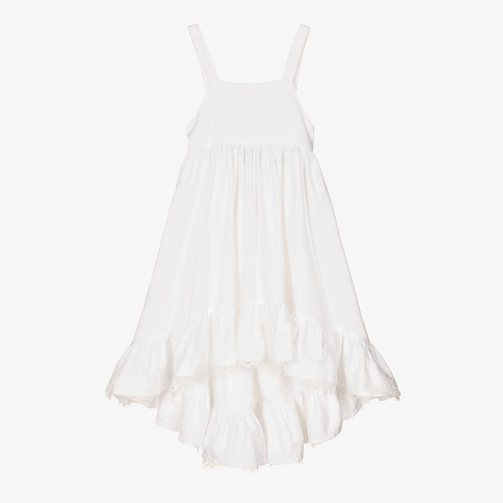 Phi Clothing - Robe blanche en coton bio fille | Childrensalon