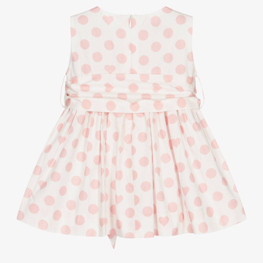 Phi Clothing-Girls White & Pink Dot Dress | Childrensalon Outlet