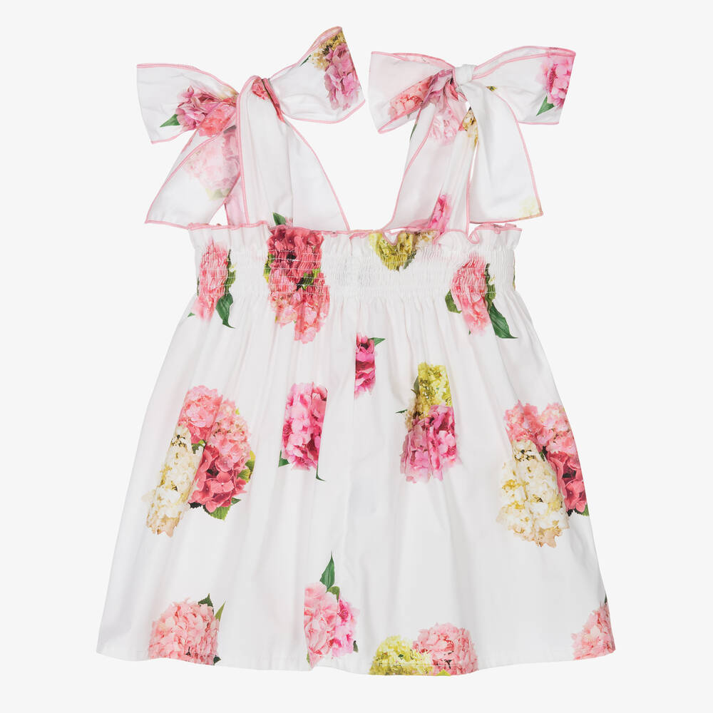 Phi Clothing-Белый хлопковый топ с розовыми цветами | Childrensalon Outlet