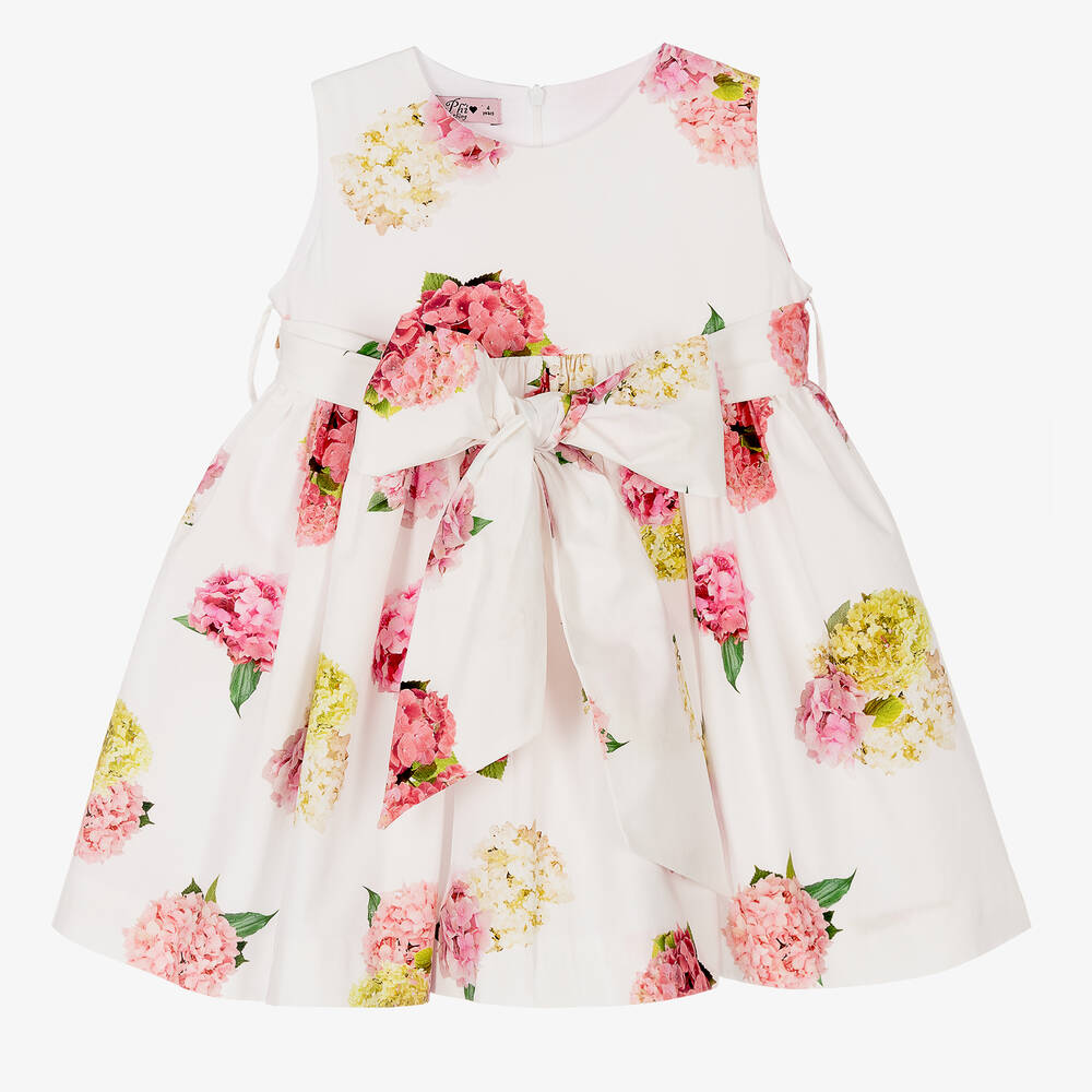 Phi Clothing - Robe blanche et rose à fleurs fille | Childrensalon