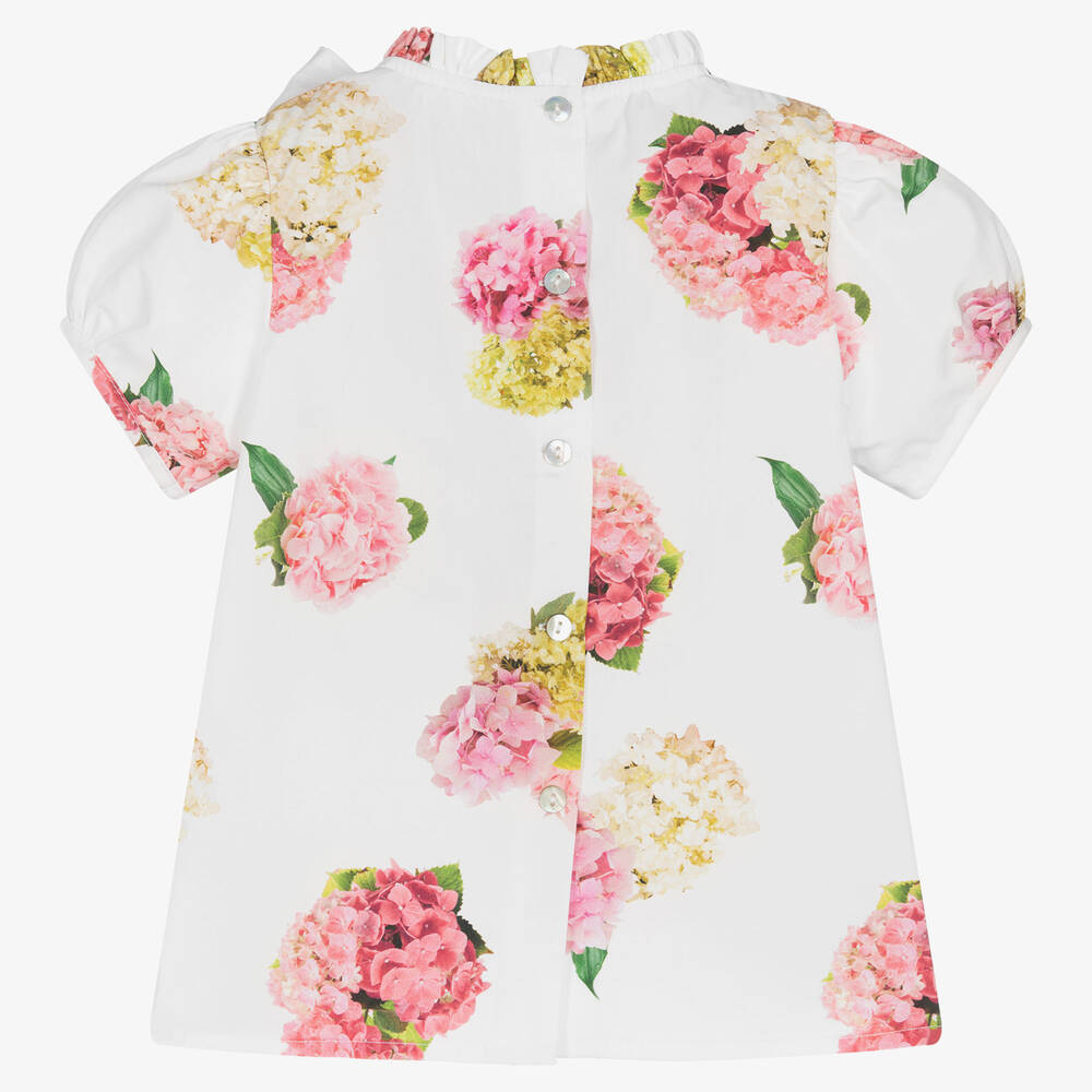 Phi Clothing-Белая блузка с розовыми пионами | Childrensalon Outlet